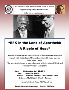 Poster for RFK in the Land of Apartheid: A Ripple of Hope screening