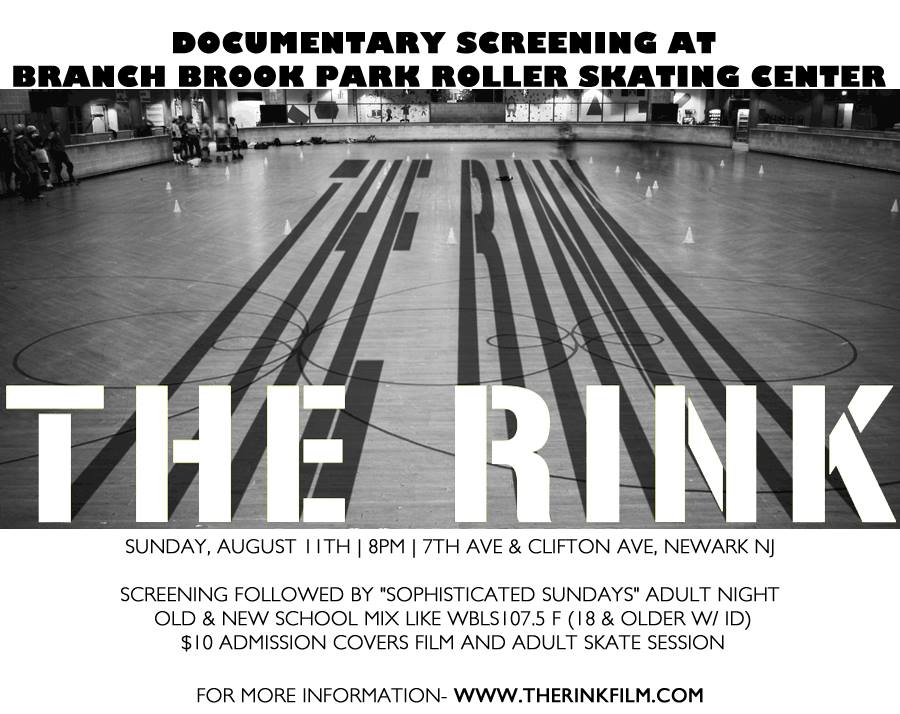 photo of ice rink with event information