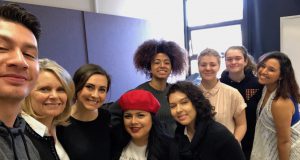 News12 anchor and reporter Jessica Cunnington sharing her expertise with students from "Hunter News Now."