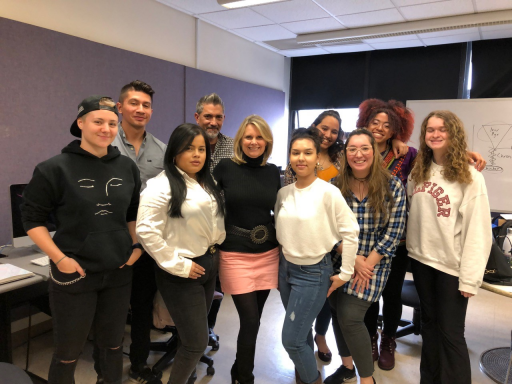 Students in Prof. Sissel McCarthy’s Studio News Production class