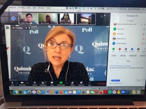 Mary Snow during a Zoom session with students from the Journalism Program's Studio News Production class.