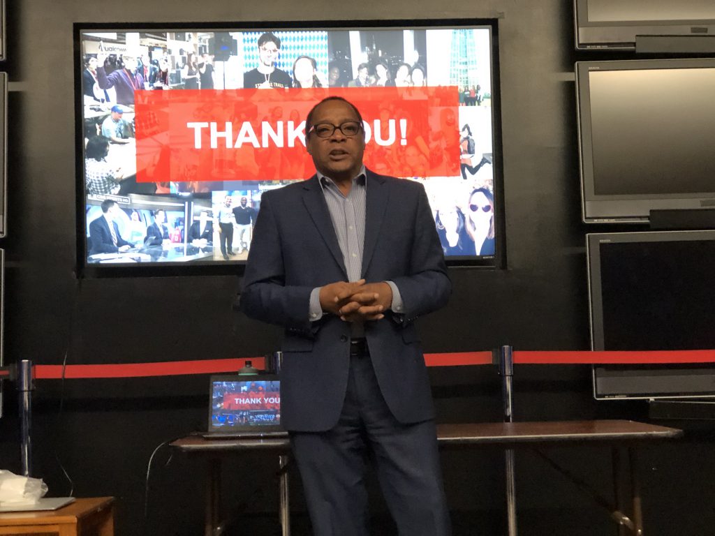 Darius Walker, executive producer at CBS News Digital, shared career advice with students during their visit to the network.