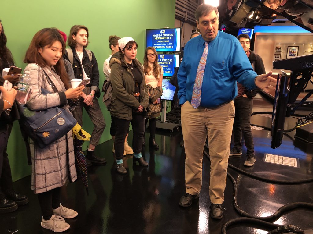 Hunter online journalism students during an Oct. 16 tour of CBS Broadcast Center studios.