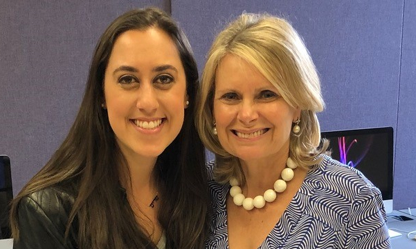 News 12 Brooklyn’s multimedia journalist Emily Lorsch with Hunter journalism Professor Sissel McCarthy.