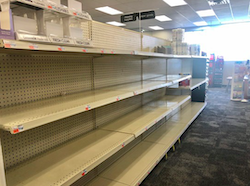 Empty supermarket shelves
