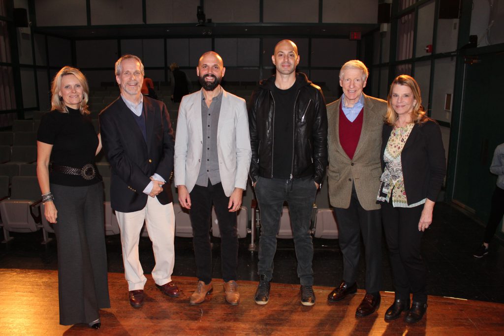 (Left to right) Journalism Program Director Sissel McCarthy, screening and panel organizer Adam Glenn, moderator David Alm, filmmaker Avi Belkin, CBS News' Bob Anderson, former CBS News journalist and Anderson spouse Cathy Olian. PHOTO: Kalli Siringas