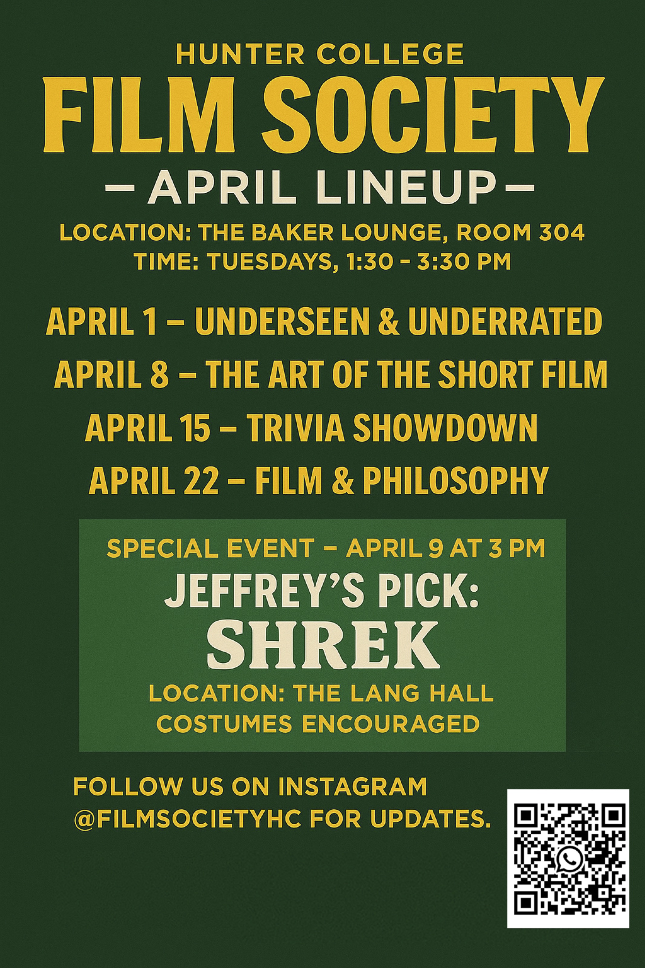 Film Society April Events